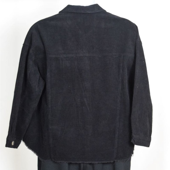 51. Plus Size Black Corduroy Button Up Shirt Jacket 1X/2X - Picture 2 of 7